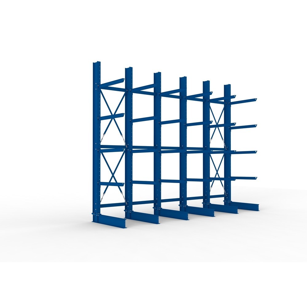 Illustration du produit: Kit complet de rayonnage cantilever pour charges lourdes META, unilatéral, capacité de charge par bras 505 kg, H x l x P 4 000 x 5 100 x 1 355 mm, 6 montants