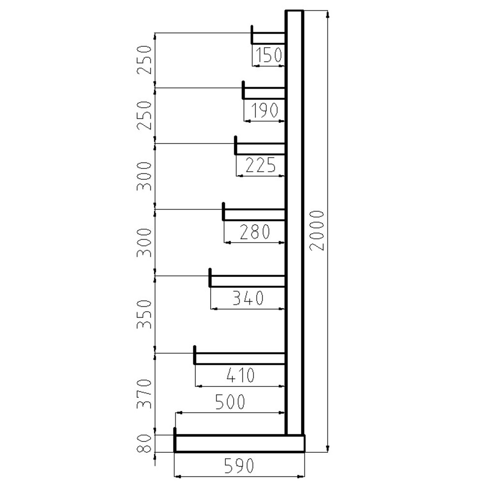 N° de l'image du produit 2 : Rayonnage Cantilever META, unilatéral, TK 150 kg, 3 supports