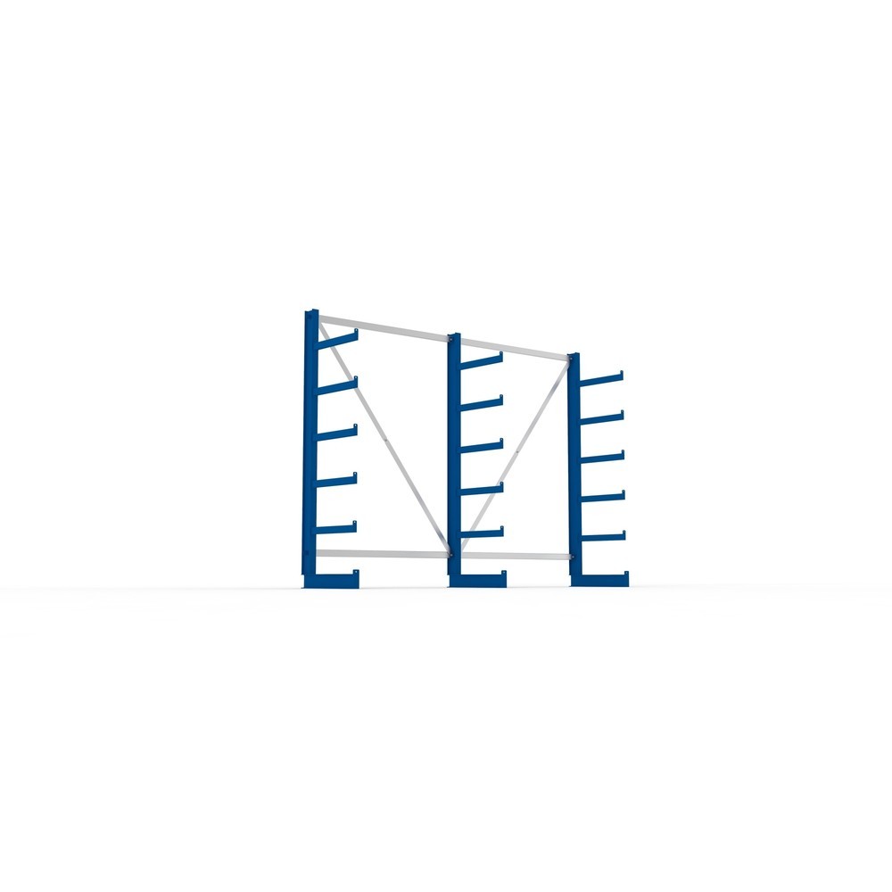 N° de l'image du produit 3 : Kit complet de rayonnage cantilever META, unilatéral, capacité de charge par bras 200 kg, H x l x P 2 000 x 2 755 x 630 mm, 3 montants