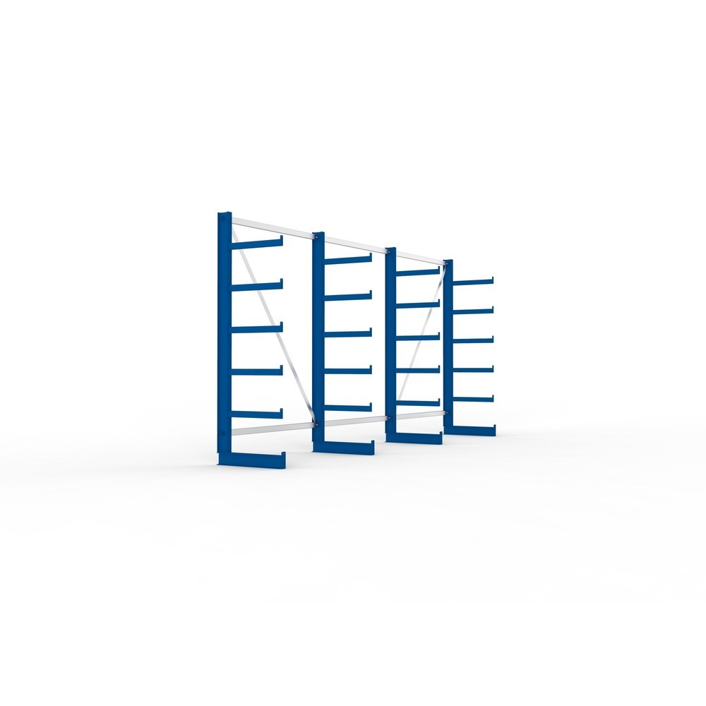 N° de l'image du produit 4 : Kit complet de rayonnage cantilever META, unilatéral, capacité de charge par bras 200 kg, H x l x P 2 000 x 4 105 x 630 mm, 4 montants