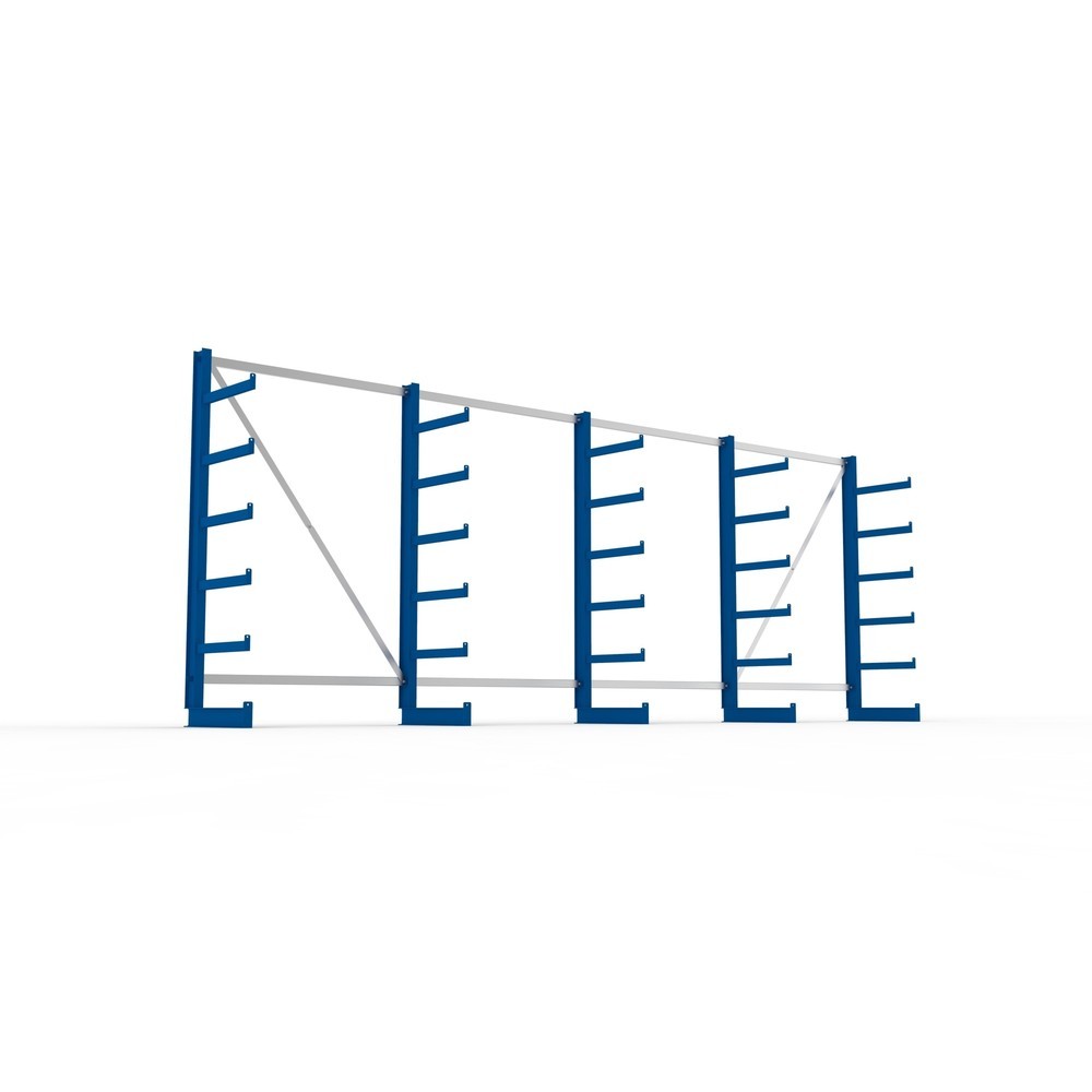 N° de l'image du produit 3 : Kit complet de rayonnage cantilever META, unilatéral, capacité de charge par bras 200 kg, H x l x P 2 000 x 5 455 x 630 mm, 5 montants