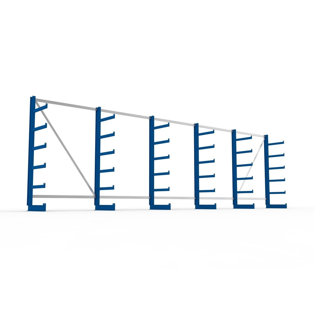 N° de l'image du produit 3 : Kit complet de rayonnage cantilever META, unilatéral, capacité de charge par bras 200 kg, H x l x P 2 000 x 6 805 x 630 mm, 6 montants