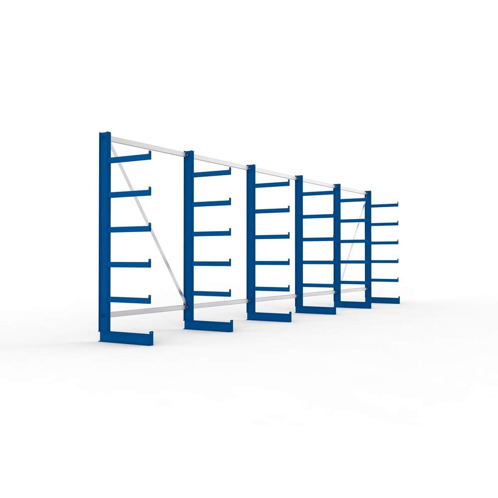 N° de l'image du produit 4 : Kit complet de rayonnage cantilever META, unilatéral, capacité de charge par bras 200 kg, H x l x P 2 000 x 6 805 x 630 mm, 6 montants