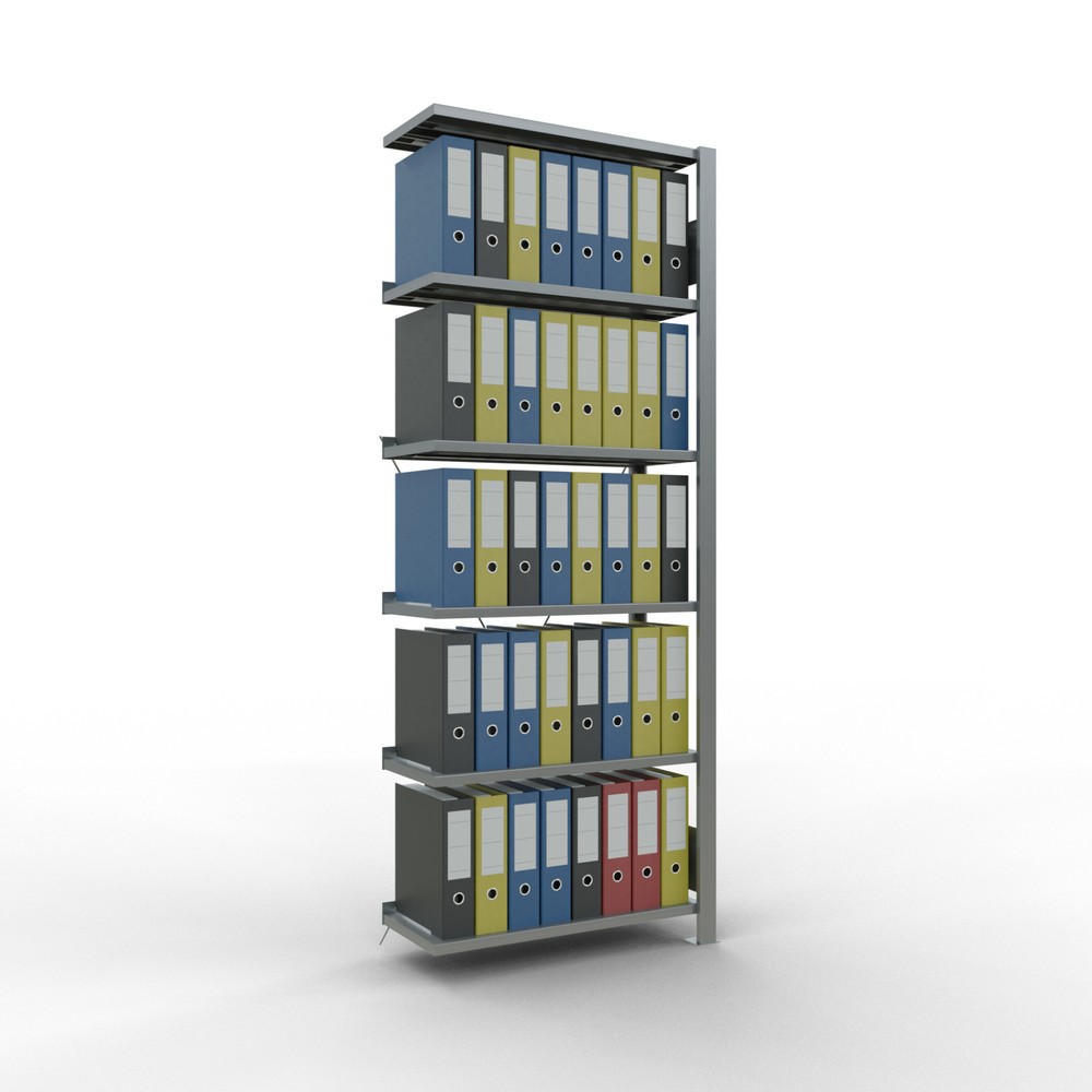 N° de l'image du produit 3 : Rayonnage de bureau SCHULTE travée auxiliaire, utilisable d’un seul côté, avec barres de butée, CT 85 kg, HxlxP 2 000 x 750 x 300 mm