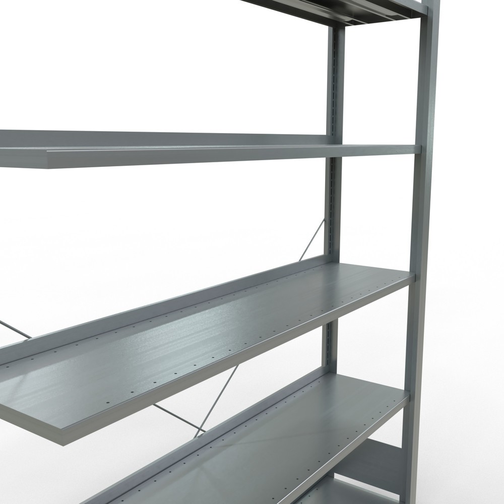 N° de l'image du produit 4 : Rayonnage de bureau SCHULTE travée auxiliaire, utilisable d’un seul côté, avec barres de butée, CT 85 kg, HxlxP 2 000 x 1 300 x 300 mm