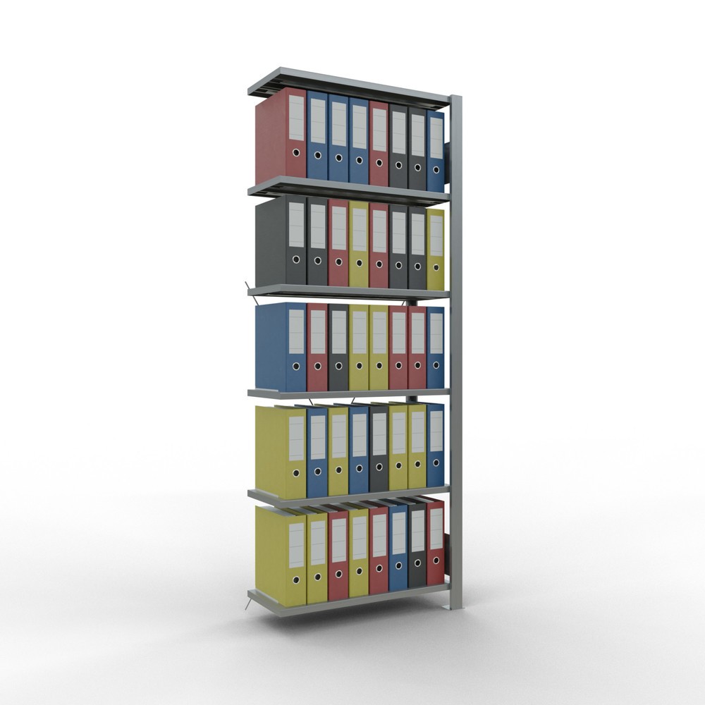 N° de l'image du produit 2 : Rayonnage de bureau SCHULTE travée auxiliaire, utilisable d’un seul coté, sans barres de butée, CT 85 kg, HxlxP 2 000 x 750 x 300 mm