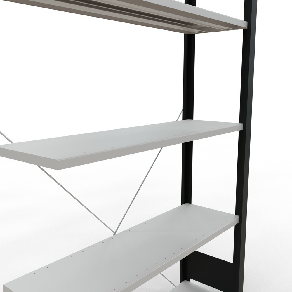 N° de l'image du produit 4 : Rayonnage de bureau SCHULTE travée auxiliaire, utilisable d’un seul côté, sans barres de butée, CT 85 kg, noir, HxlxP 1 800 x 1 000 x 300 mm