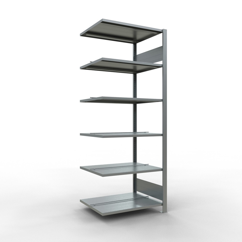 Illustration du produit: Rayonnage de bureau SCHULTE travée auxiliaire, utilisable des deux côtés, avec butées centrales, CT 150 kg, HxlxP 2 000 x 750 x 600 mm