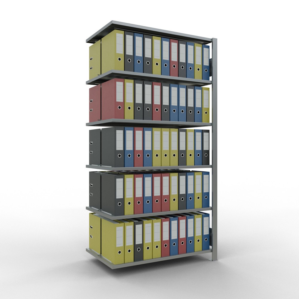 N° de l'image du produit 2 : Rayonnage de bureau SCHULTE travée auxiliaire, utilisable des deux côtés, avec butées centrales, CT 150 kg, HxlxP 2 000 x 1 000 x 600 mm