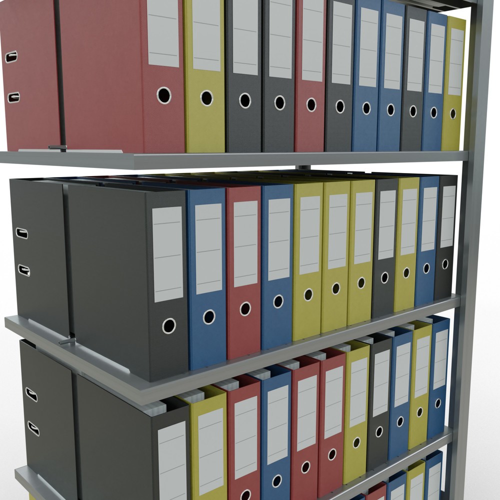 N° de l'image du produit 3 : Rayonnage de bureau SCHULTE travée auxiliaire, utilisable des deux côtés, avec butées centrales, CT 150 kg, HxlxP 2 000 x 1 000 x 600 mm