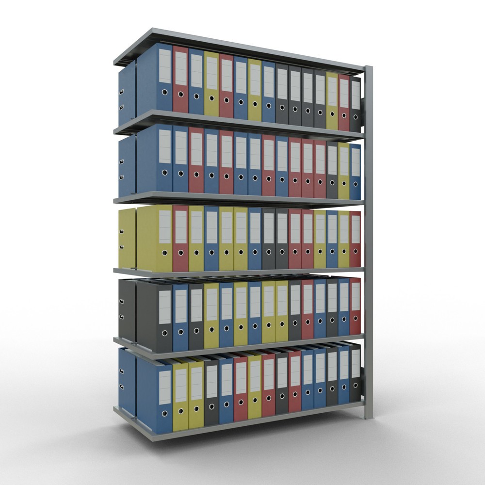 N° de l'image du produit 2 : Rayonnage de bureau SCHULTE travée auxiliaire, utilisable des deux côtés, avec butées centrales, CT 150 kg, HxlxP 2 000 x 1 300 x 600 mm