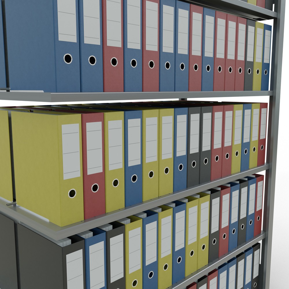 N° de l'image du produit 3 : Rayonnage de bureau SCHULTE travée auxiliaire, utilisable des deux côtés, avec butées centrales, CT 150 kg, HxlxP 2 000 x 1 300 x 600 mm