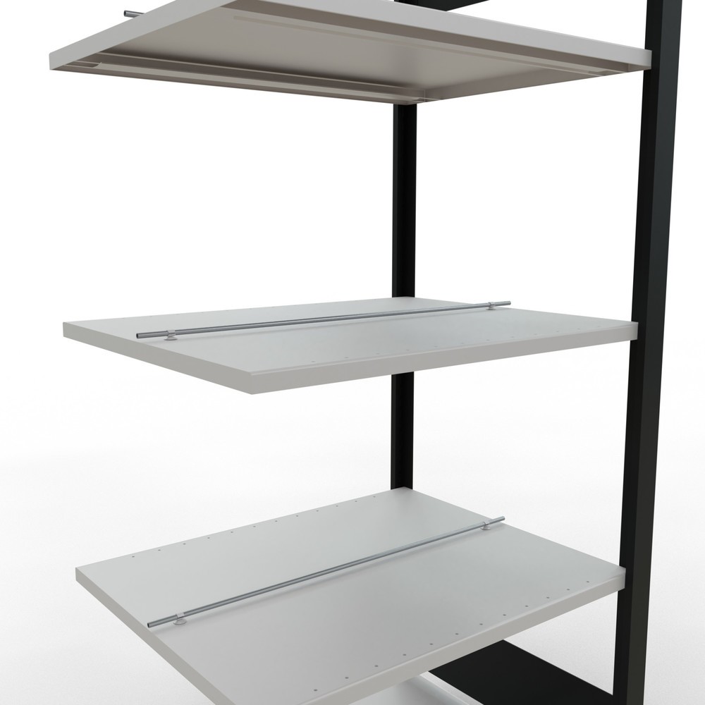 N° de l'image du produit 4 : Rayonnage de bureau SCHULTE travée auxiliaire, utilisable des deux cotés, avec butées centrales, CT 150 kg, noir, HxlxP 1 800 x 750 x 600 mm