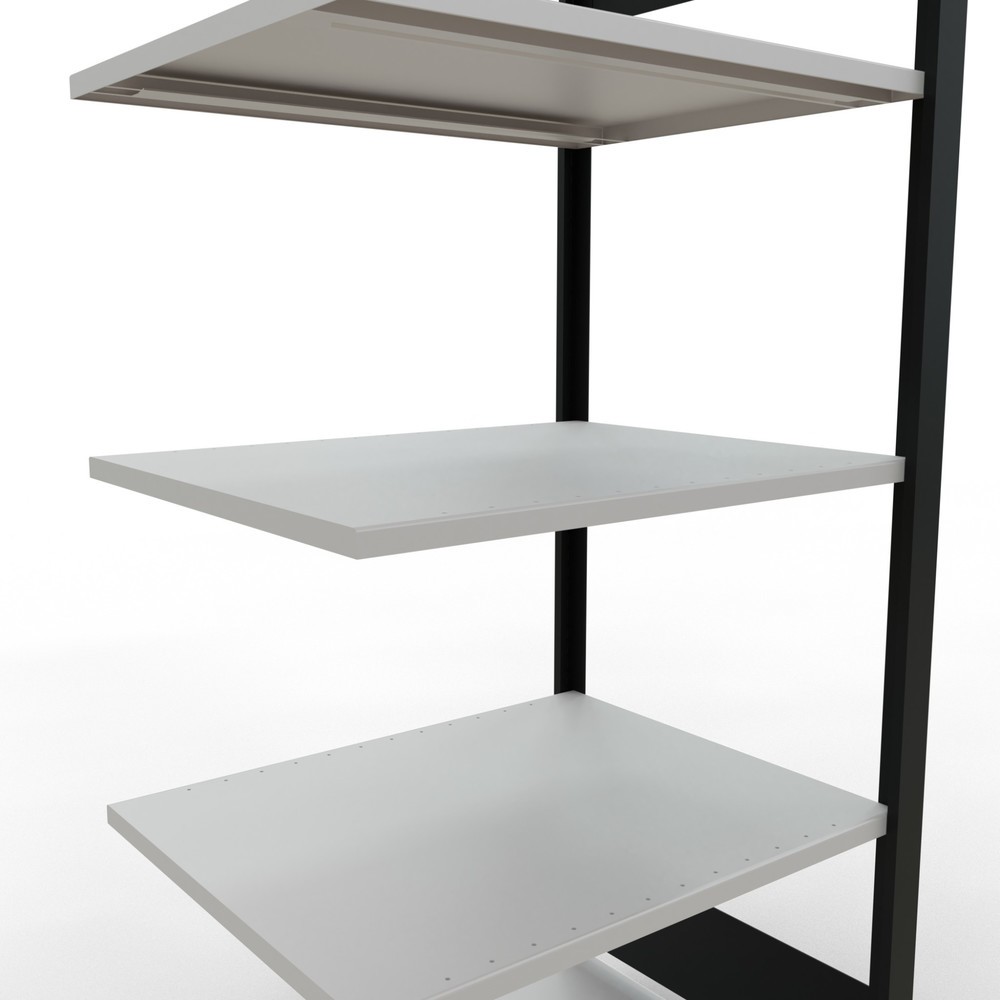 N° de l'image du produit 4 : Rayonnage de bureau SCHULTE travée auxiliaire, utilisable des deux cotés, sans butées centrales, CT 150 kg, noir, HxlxP 1 800 x 750 x 600 mm