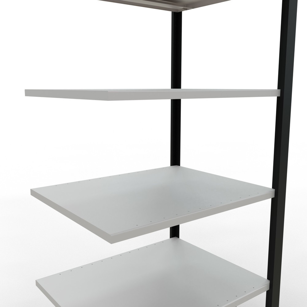 N° de l'image du produit 4 : Rayonnage de bureau SCHULTE travée auxiliaire, utilisable des deux côtés, sans butées centrales, CT 150 kg, noir, HxlxP 2 000 x 750 x 600 mm