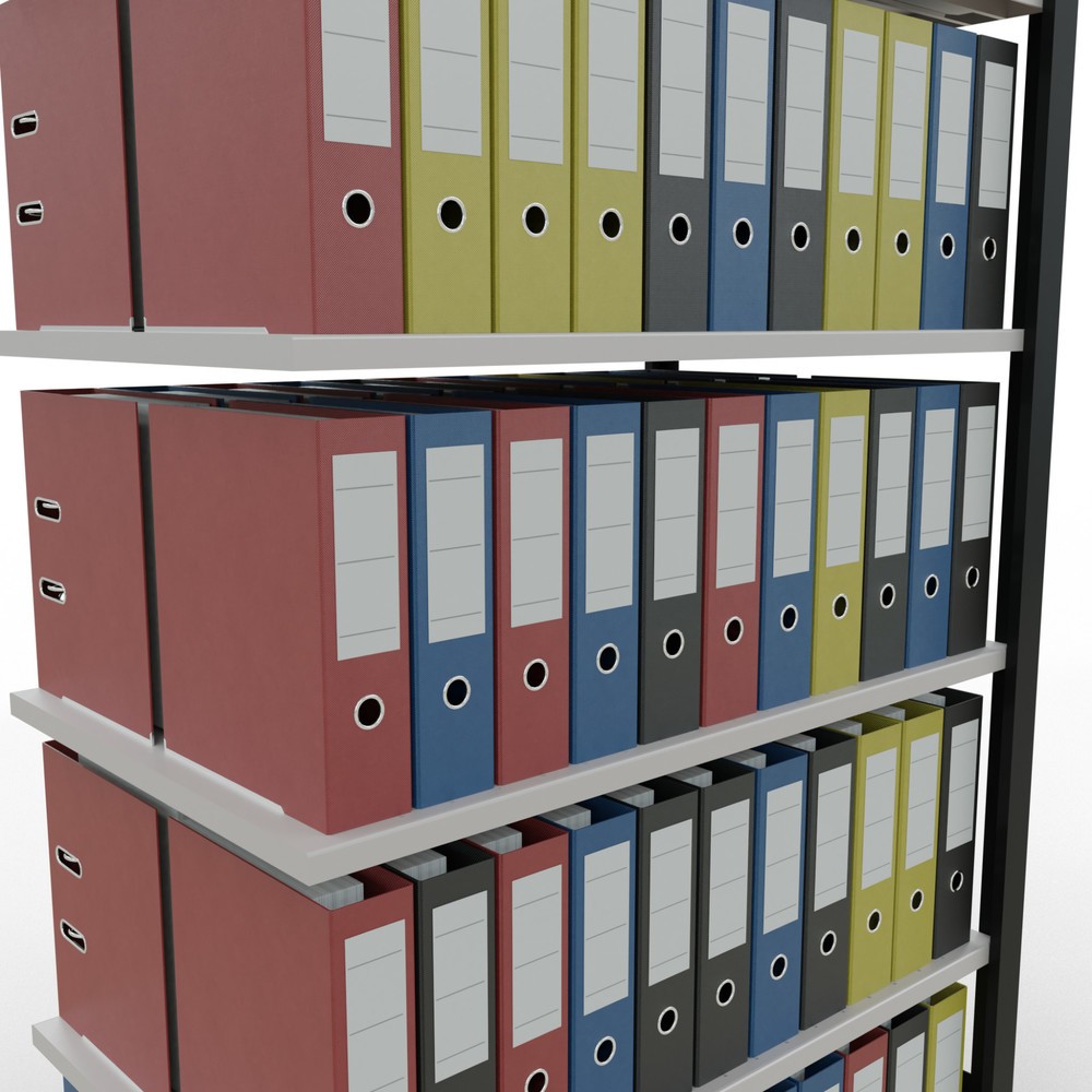 N° de l'image du produit 3 : Rayonnage de bureau SCHULTE travée auxiliaire, utilisable des deux côtés, sans butées centrales, CT 150 kg, noir, HxlxP 2 000 x 1 000 x 600 mm