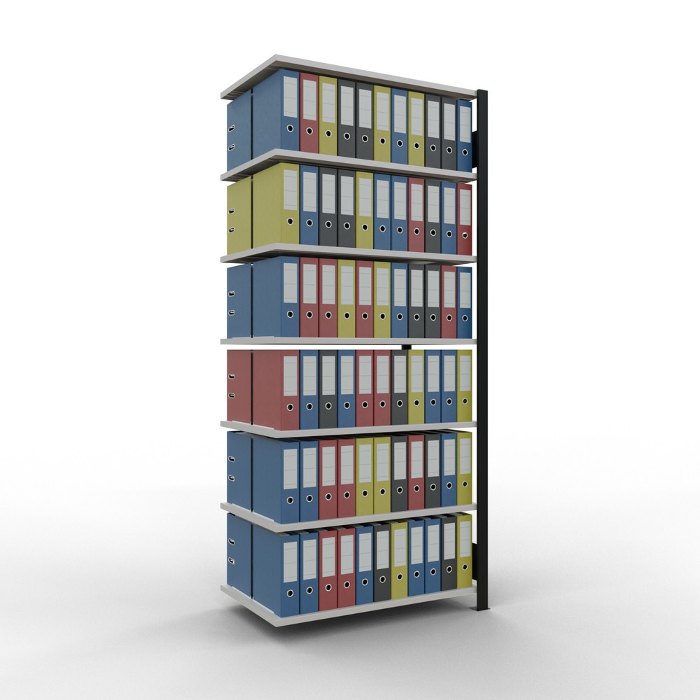 N° de l'image du produit 2 : Rayonnage de bureau SCHULTE travée auxiliaire, utilisable des deux côtés, sans butées centrales, CT 150 kg, noir, HxlxP 2 300 x 1 000 x 600 mm