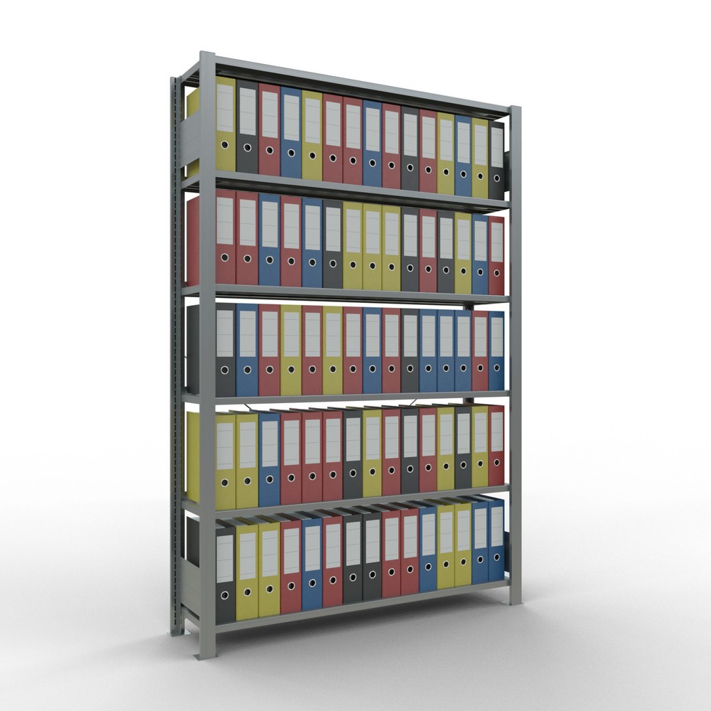 N° de l'image du produit 2 : Rayonnage de bureau SCHULTE travée de base, utilisable d’un seul côté, avec barres de butée, CT 85 kg, HxlxP 2 000 x 1 300 x 300 mm