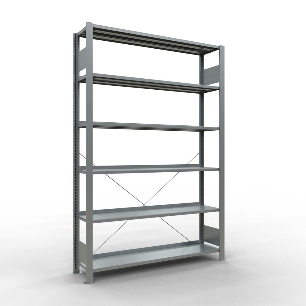 Illustration du produit: Rayonnage de bureau SCHULTE travée de base, utilisable d’un seul côté, avec barres de butée, CT 85 kg, HxlxP 2 000 x 1 300 x 300 mm