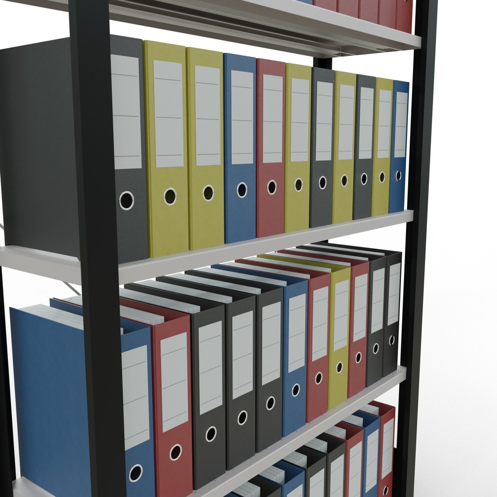 N° de l'image du produit 3 : Rayonnage de bureau SCHULTE travée de base, utilisable d’un seul côté, sans barres de butée, CT 85 kg, noir, HxlxP 1 800 x 1 000 x 300 mm
