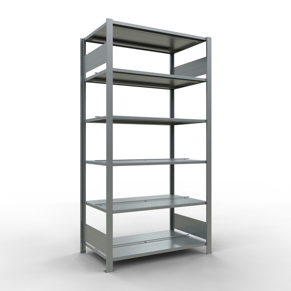 Illustration du produit: Rayonnage de bureau SCHULTE travée de base, utilisable des deux côtés, avec butées centrales, CT 150 kg, HxlxP 2 000 x 1 000 x 600 mm