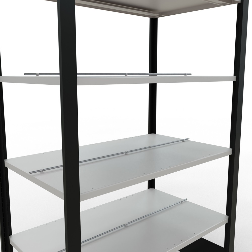 N° de l'image du produit 4 : Rayonnage de bureau SCHULTE travée de base, utilisable des deux côtés, avec butées centrales, CT 150 kg, noir, HxlxP 2 000 x 1 000 x 600 mm