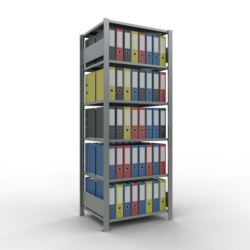 N° de l'image du produit 2 : Rayonnage de bureau SCHULTE travée de base, utilisable des deux côtés, sans butées centrales, CT 150 kg, HxlxP 2 000 x 750 x 600 mm