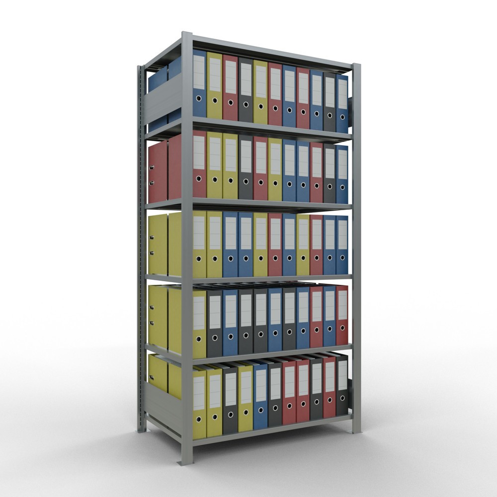 N° de l'image du produit 3 : Rayonnage de bureau SCHULTE travée de base, utilisable des deux côtés, sans butées centrales, CT 150 kg, HxlxP 2 000 x 1 000 x 600 mm