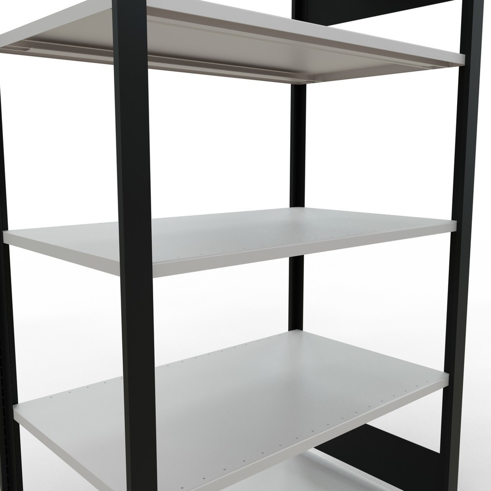 N° de l'image du produit 4 : Rayonnage de bureau SCHULTE travée de base, utilisable des deux cotés, sans butées centrales, CT 150 kg, noir, HxlxP 1 800 x 1 000 x 600 mm
