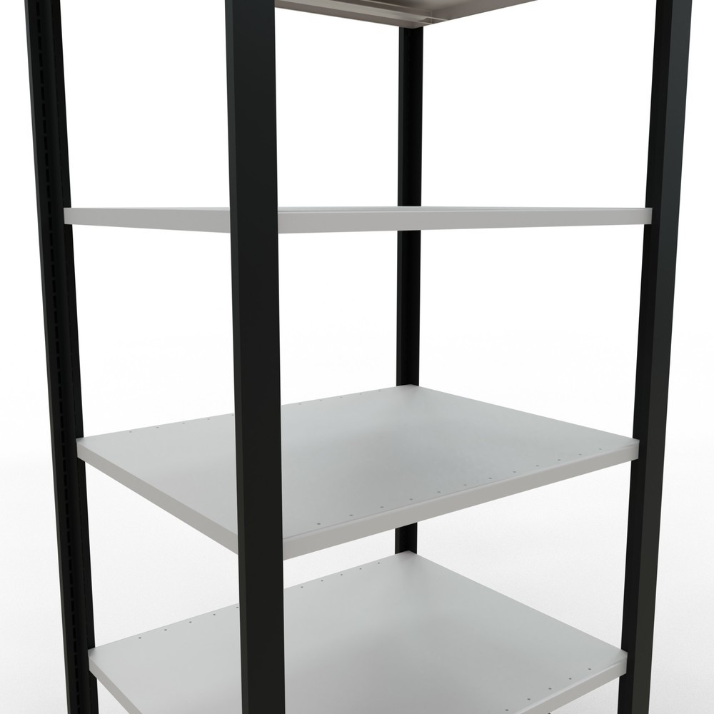 N° de l'image du produit 4 : Rayonnage de bureau SCHULTE travée de base, utilisable des deux cotés, sans butées centrales, CT 150 kg, noir, HxlxP 2 000 x 750 x 600 mm