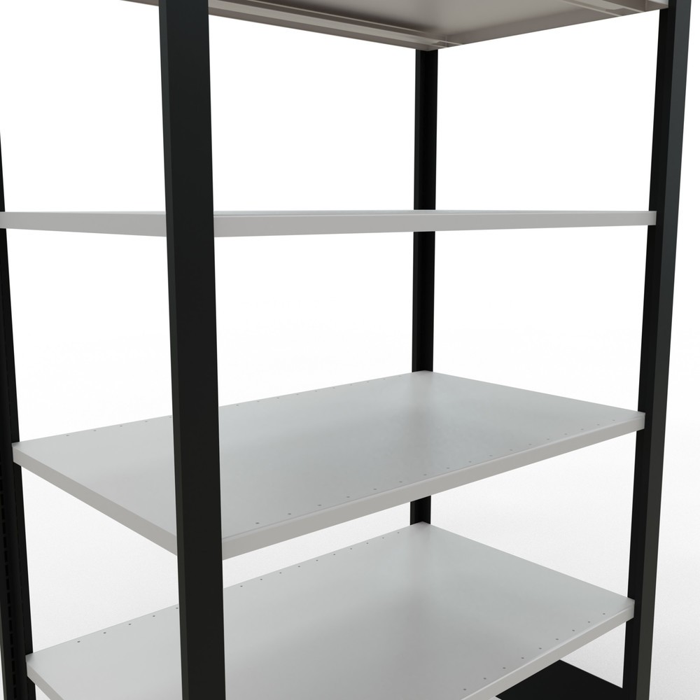 N° de l'image du produit 4 : Rayonnage de bureau SCHULTE travée de base, utilisable des deux cotés, sans butées centrales, CT 150 kg, noir, HxlxP 2 000 x 1 000 x 600 mm