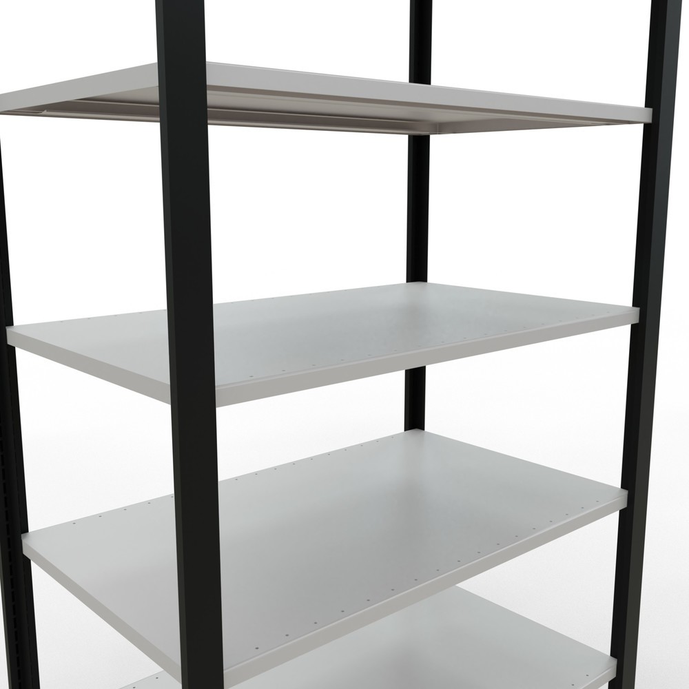 N° de l'image du produit 4 : Rayonnage de bureau SCHULTE travée de base, utilisable des deux côtés, sans butées centrales, CT 150 kg, noir, HxlxP 2 300 x 1 000 x 600 mm