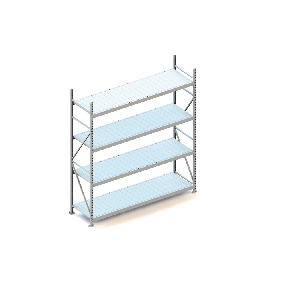 Illustration du produit: Rayonnage grande portée META, avec panneaux en acier, capacité de charge 600 kg, module de base, H x l x P 2 500 x 2 200 x 650 mm