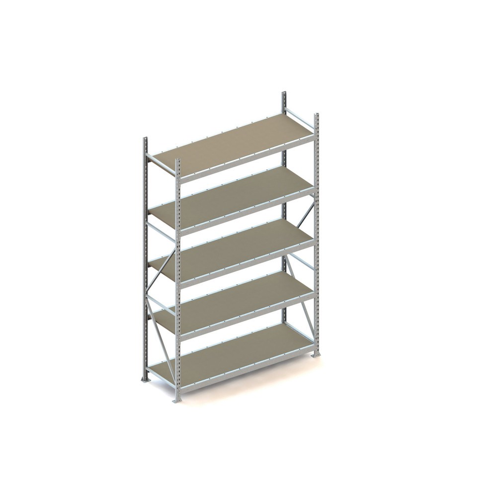 Illustration du produit: Rayonnage grande portée META, avec panneaux agglomérés, capacité de charge 600 kg, module de base, H x l x P 3 000 x 1 800 x 650 mm