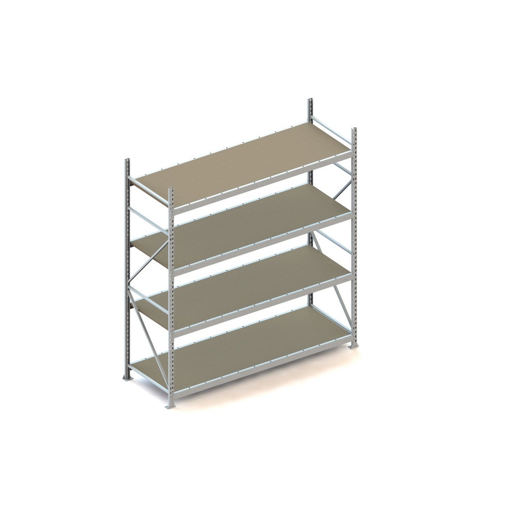 Illustration du produit: Rayonnage grande portée META, avec panneaux agglomérés, capacité de charge 600 kg, module de base, H x l x P 2 500 x 2 200 x 800 mm