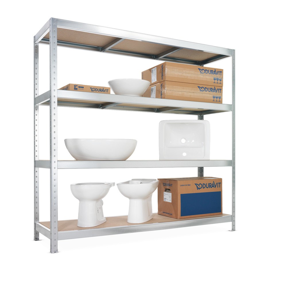 Illustration du produit: Rayonnage grande portée META, avec panneaux agglomérés, capacité de charge 500 kg, H x l x P 1 970 x 1 700 x 400 mm
