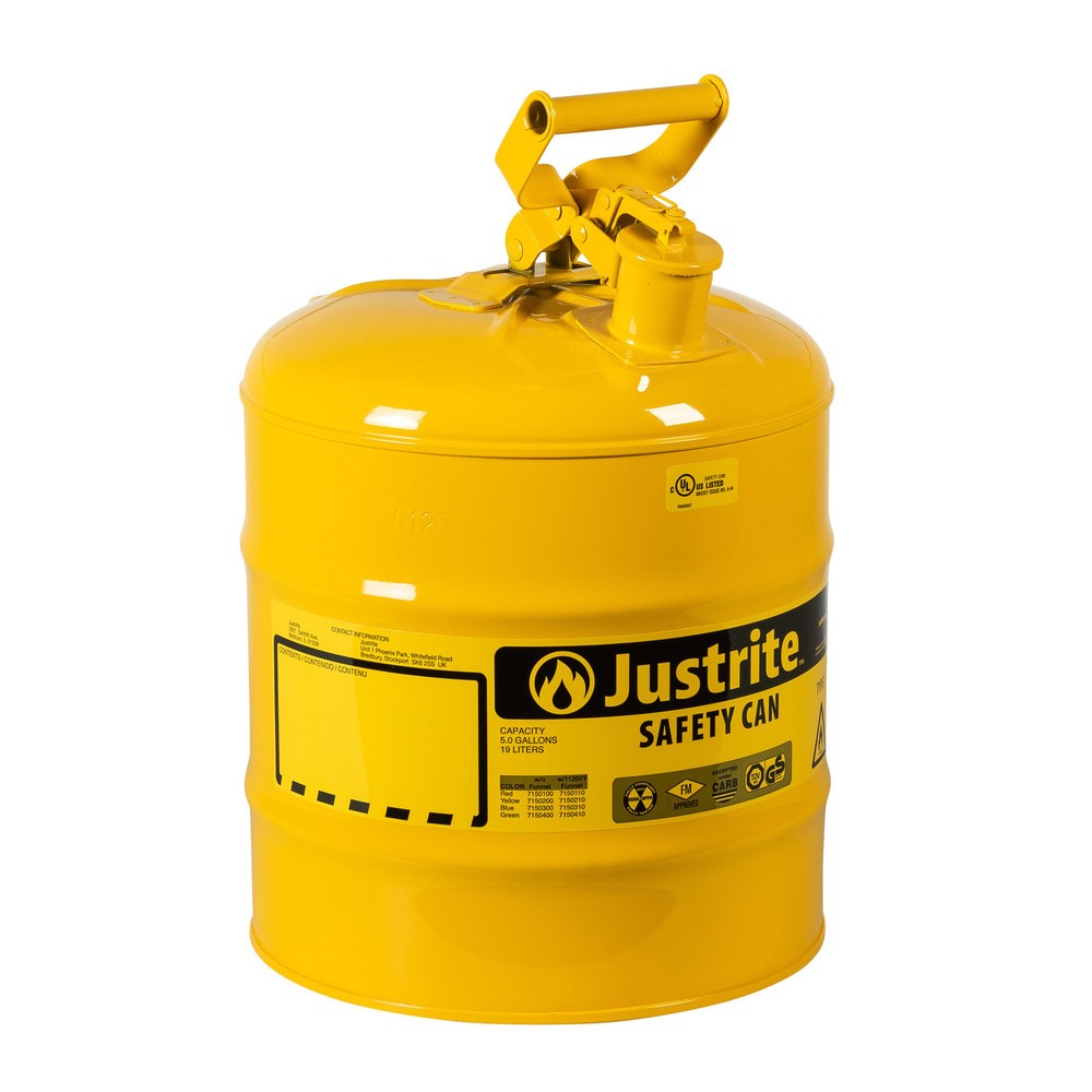 Illustration du produit: Récipient de sécurité Justrite type I, poignée pivotante, jaune, 19 litres