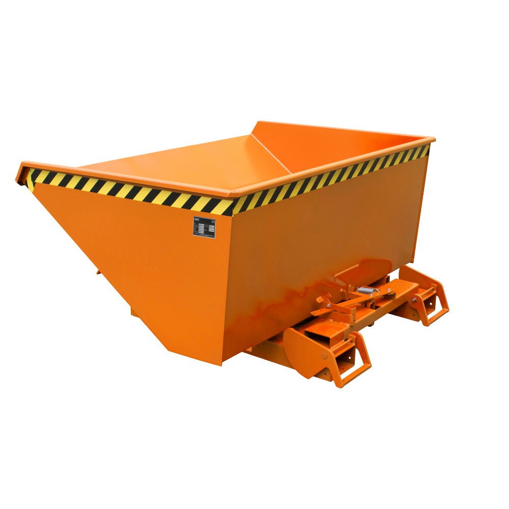 Número de imagen del producto 5: Bauer® contenedor basculante con mecanismo rodante automático, capacidad de carga 1.000 kg, pintado, volumen 0,6 m³, RAL 3000 rojo fuego