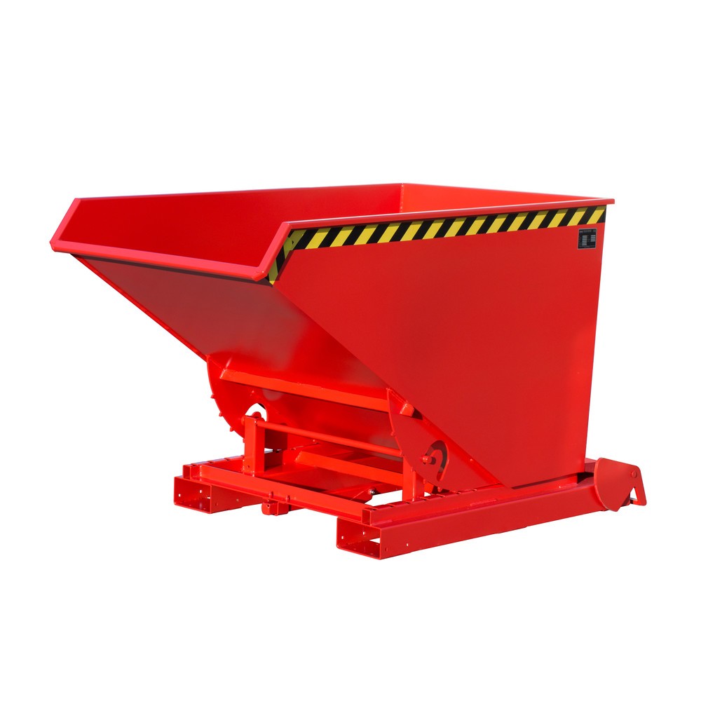 Imagen del producto: Bauer® Depósito basculante con mecanismo rodante automático, capacidad de carga 1.500 kg, pintado, volumen 1,2 m³, RAL 3000 rojo fuego