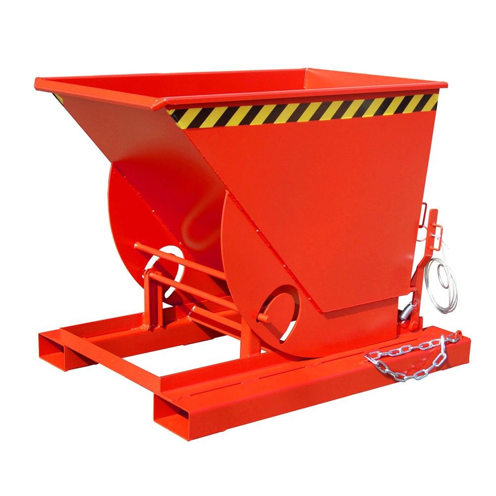 Número de imagen del producto 1: Bauer® Volquete con mecanismo desenrollador de volqueo, c.c. 1.000 kg, pintado, volumen 0,5 m³, RAL 3000 rojo fuego