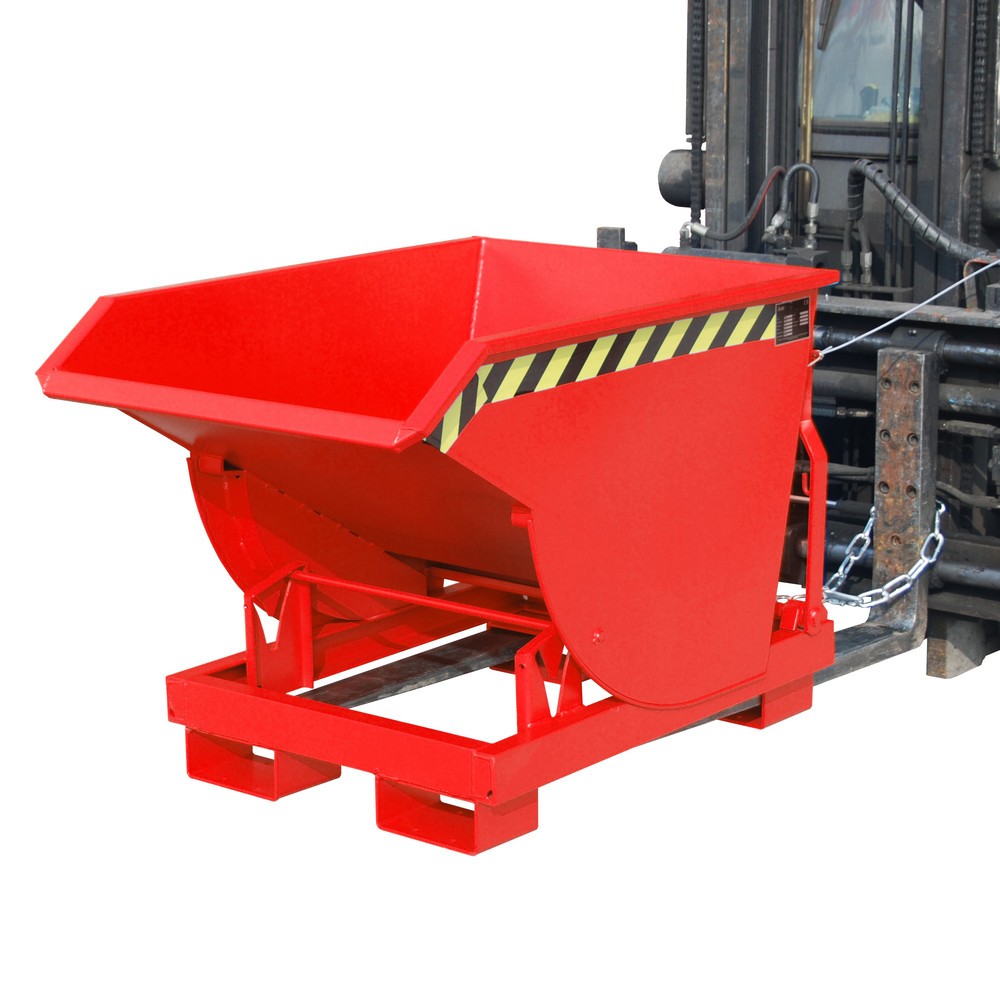 Número de imagen del producto 3: Bauer® Volquete con mecanismo desenrollador de volqueo Premium, forma constructiva profunda, pintado, sin tapa, volumen 0,3 m³, RAL 3000 rojo fuego