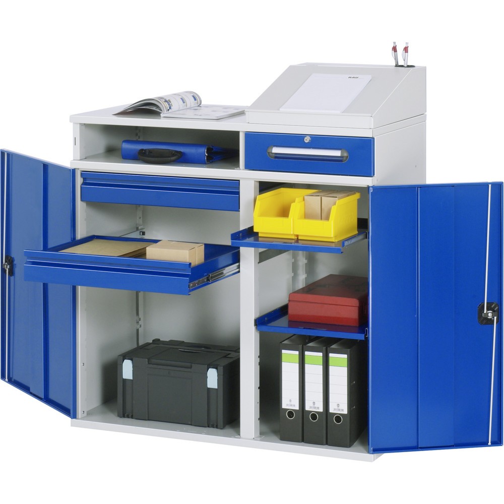 Číslo obrázka výrobku 1: Skrinka s pultom RAU, v × š × h 1 060 – 1 220 × 1 100 × 520 mm, zásuvky 2 × 80, 1 × 120 mm