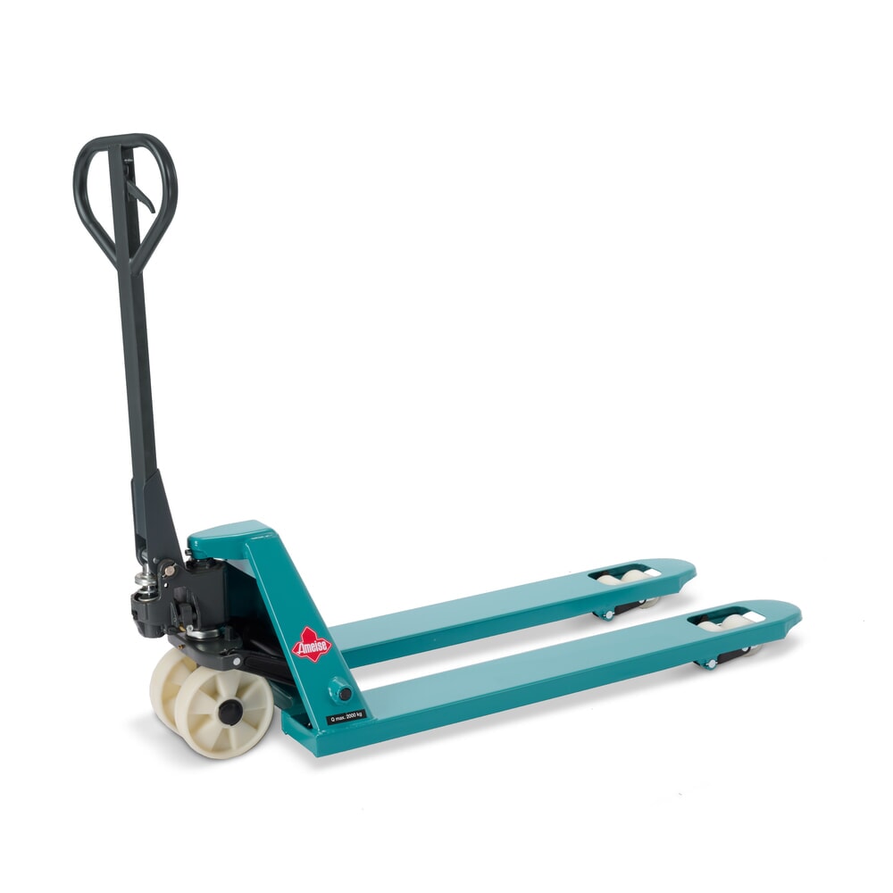 Zdjęcie produktu nr 1: Ręczny wózek paletowy Ameise® PTM 2.0, udźwig 2000 kg, długość wideł 1150 mm, nylon, podwójne rolki