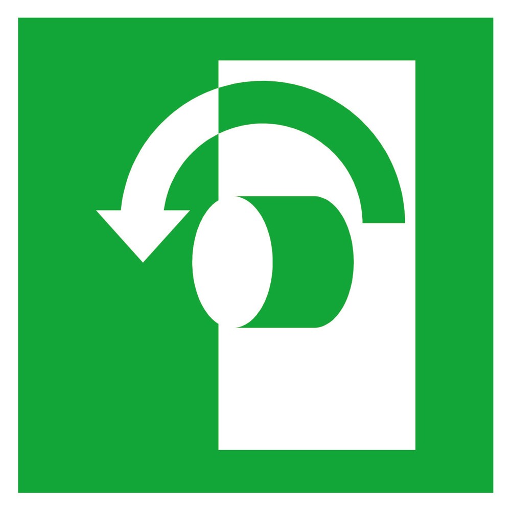 Product afbeelding: SafetyMarking® Deur opent door naar links te draaien, hxb 100 x 100 mm, folie HI