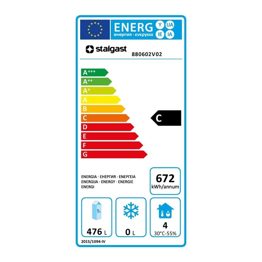 N° de l'image du produit 4 : Réfrigérateur de stockage en inox Stalgast VT77E avec refroidissement statique, 476 litres