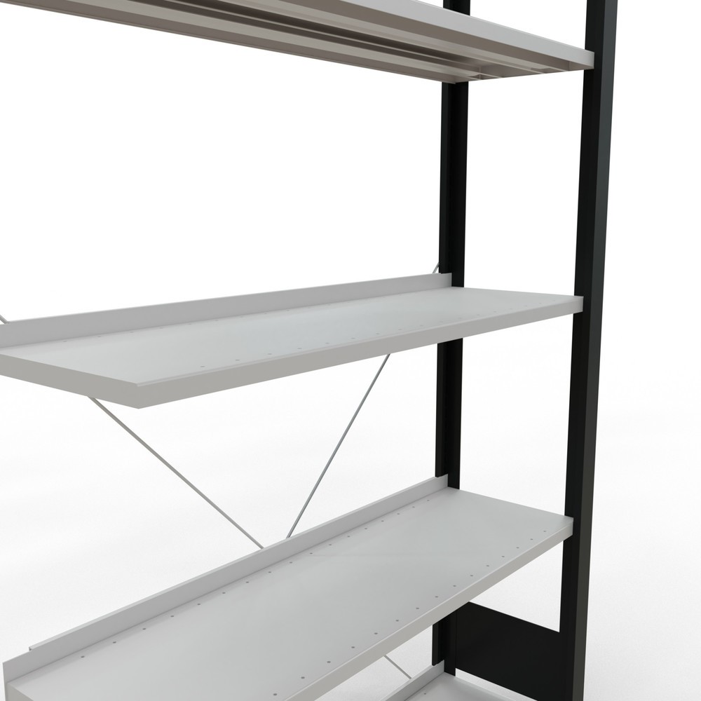 Číslo obrázku produktu 4: Regál na spisy SCHULTE přídavné pole, jednostranný, s koncovými dorazy, nosnost police 85 kg, černá, VxŠxH 1800 x 1000 x 300 mm