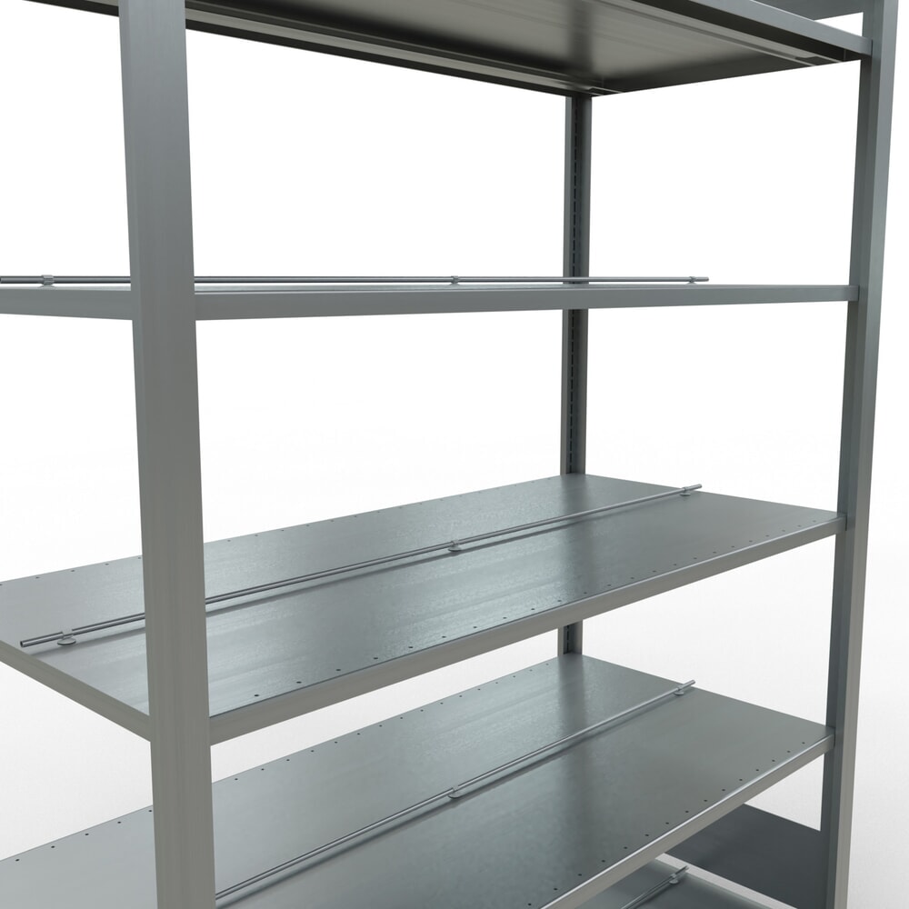 Číslo obrázku produktu 4: Regál na spisy SCHULTE základní pole, oboustranný, dorazy uprostřed, nosnost police 150 kg, VxŠxH 2000 x 1300 x 600 mm