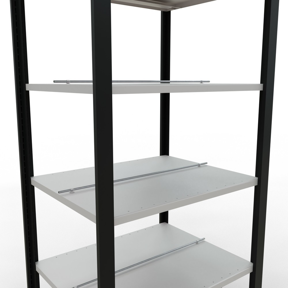 Číslo obrázku produktu 4: Regál na spisy SCHULTE základní pole, dvoustranné provedení, středové dorazy, nosnost police 150 kg, černá, VxŠxH 2000 x 750 x 600 mm