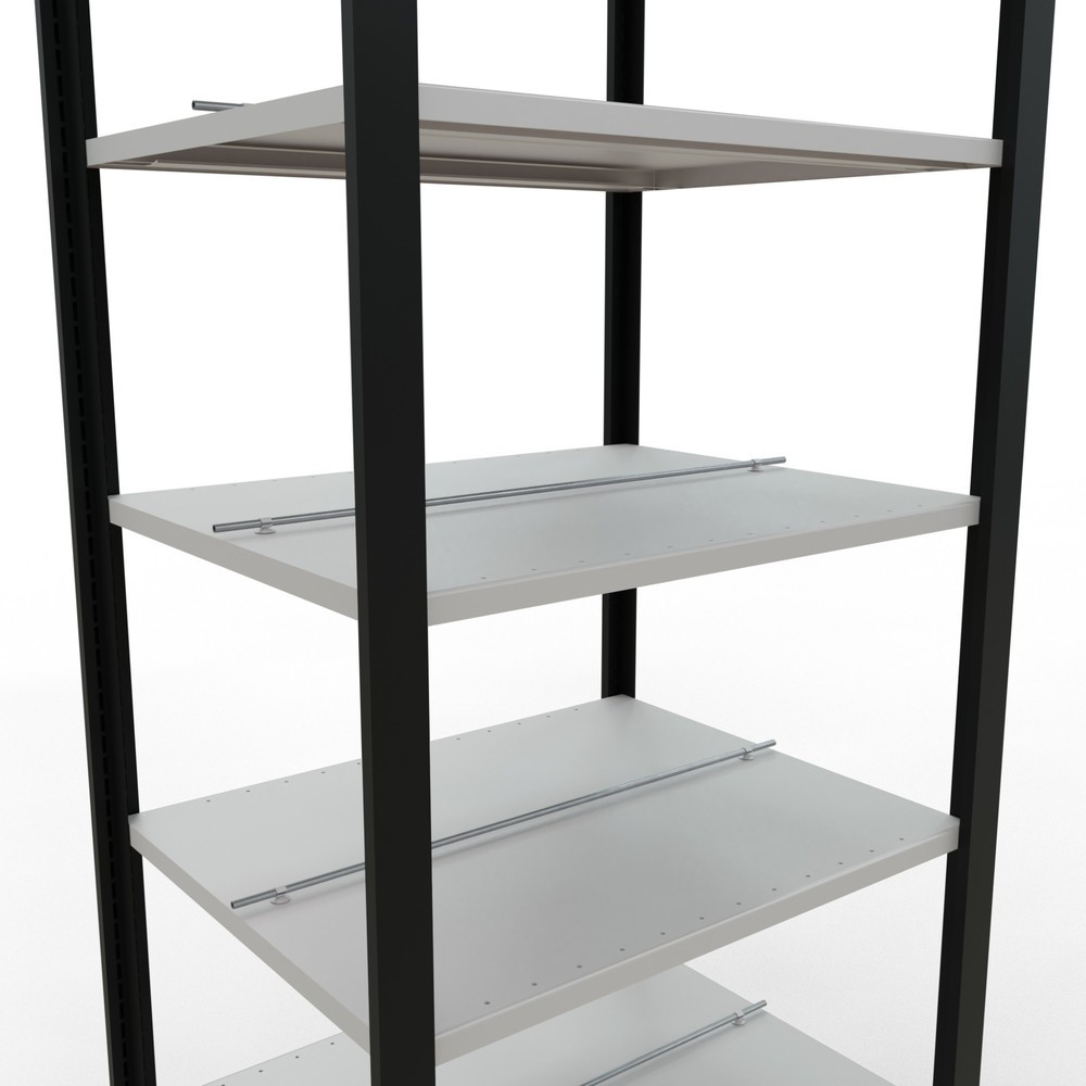 Číslo obrázku produktu 4: Regál na spisy SCHULTE základní pole, dvoustranné provedení, středové dorazy, nosnost police 150 kg, černá, VxŠxH 2300 x 750 x 600 mm
