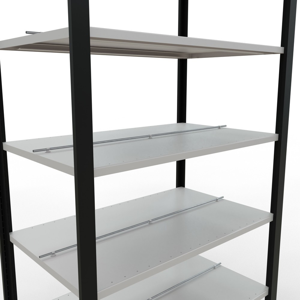 Číslo obrázku produktu 4: Regál na spisy SCHULTE základní pole, dvoustranné provedení, středové dorazy, nosnost police 150 kg, černá, VxŠxH 2300 x 1000 x 600 mm